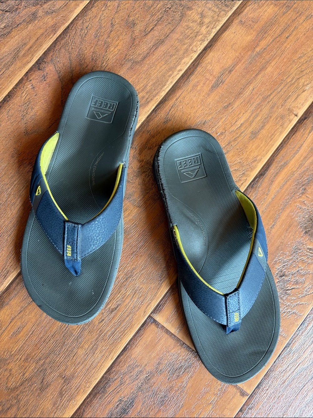 Reef Men’s Navy Flip Flops with Yellow Trim